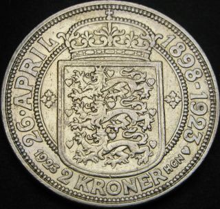 Denmark 2 Kroner 1923 - Silver - Silver Wedding - Vf/xf - 2996 ¤
