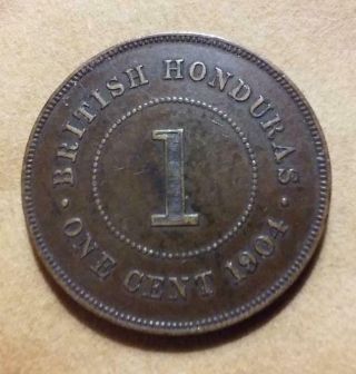 British Honduras - 1904 Bronze 1 Cent - Uncleaned - Xf