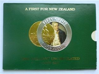 1994 ZEALAND - OFFICIAL BU SET (6) w/ ENDEAVOUR BI - METAL 50 CENTS - OGP 2