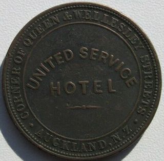 Zealand 1874 Penny Token United Service Hotel,  Avg,  Andrews 591 Km Tn 67
