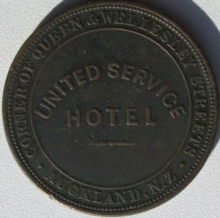 Zealand 1874 Penny Token United Service Hotel,  aVG,  Andrews 591 KM Tn 67 3