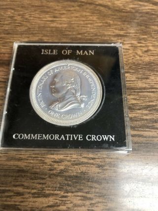 Isle Of Man 1976 Washington Sterling Silver Proof Crown - Mintage Of 30000