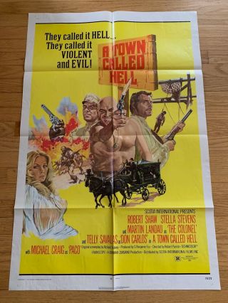 1971 A Town Called Hell 1 Sheet Movie Poster Telly Savalas Robert Shaw Action