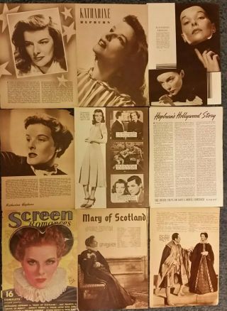 1930s - 1940s Clippings Of Katharine Hepburn