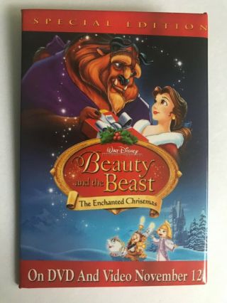 Dvd Movie Vhs Release Button Of Beauty And The Beast Enchanted Christmas Disney