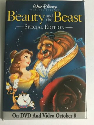Dvd Movie Vhs Release Button Of Beauty And The Beast Walt Disney