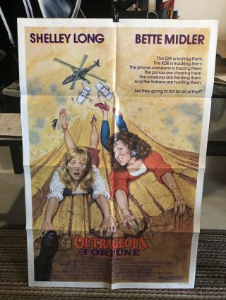 Outrageous Fortune,  Movie Poster,  One Sheet,  27x41,  Bette Midler