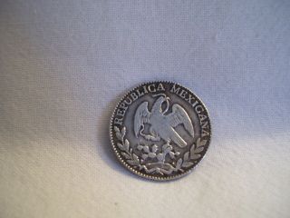 1863 Mexico Republica Mexicana 2 Reales Silver Coin