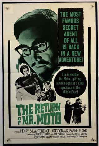Return Of Mr Moto Movie Poster (verygood) One Sheet 1965 Henry Silva 3376