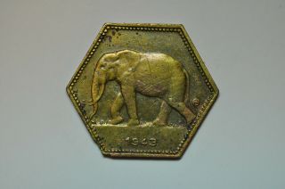 Mw14695 Belgian Congo 2 Francs 1943 African Elephant Km 25