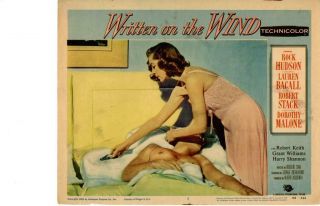 Written On The Wind 1956 Release Lobby Card Lauren Bacall Rock Hudson