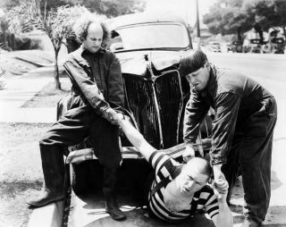 The Three Stooges Great 8x10 Scene Still W/curly Under Car - - A232