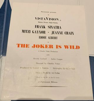 The Joker Is Wild,  1957,  Paramount Pictures,  Press Kit,  Frank Sinatra.