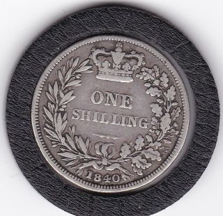 Early Queen Victoria 1840 Shilling (1/ -) Silver (92.  5) Coin