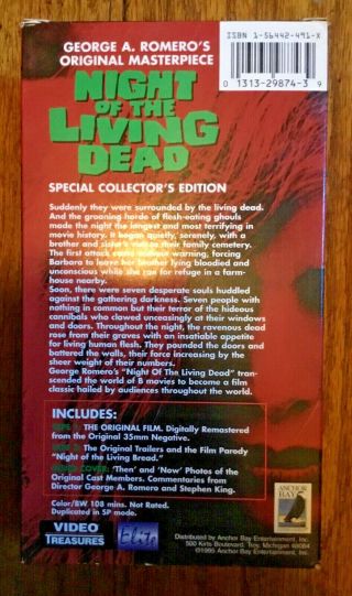 Night of the Living Dead 2 tape VHS vintage Collector ' s edition cult horror 2