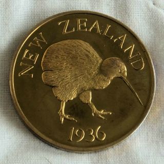 Edward Viii Zealand 1936 Bronze Proof Pattern Crown - Plain Edge