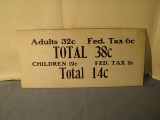 Vintage Movie Theatre Ticket Price Sign 38 Cents Gem Theatre Derry Pa
