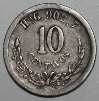 Mexican 10 Centavos Coin 1892 Ho G Km 403.  6 Hermosillo Mexico Silver.  903 Ten