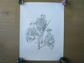 John Wayne Lithograph Art Print Signed John Ballou " The Carbine " Cowboy Western