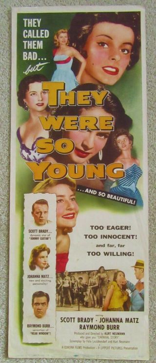 They Were So Young 1955 Insrt Movie Poster Rld Scott Brady Ex