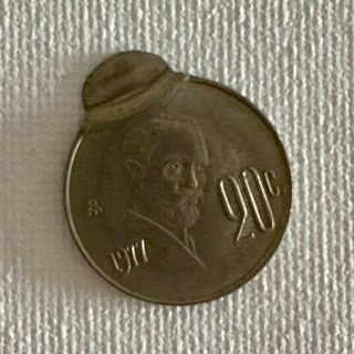 1977 Mexico 20 Cent Error Nickel Au