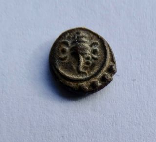 Unknown Unidentified Antique Copper Coin From India (stylised Conch?)