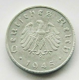 German Coin 1945 F 10 Reichspfennig Zinc Allied Occupation 3rd Reich Ww2,