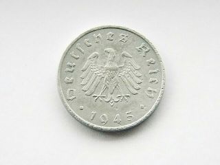 GERMAN Coin 1945 F 10 REICHSPFENNIG Zinc ALLIED OCCUPATION 3rd Reich WW2, 2