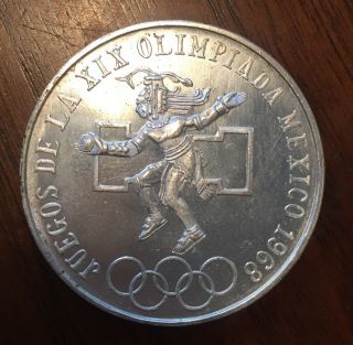 1968 - MEXICAN SILVER 25 PESO COIN - 1968 OLYMPICS - UNCIRCULATED TONE 3