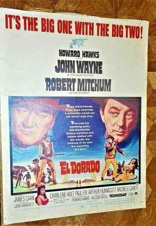 El Dorado Movie Poster John Wayne - Robert Mitchum 18 1/2 " X 14 "