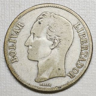 1929 Silver Coin Venezuela Libertador 5 Bolivares Fuerte (1) Better Year