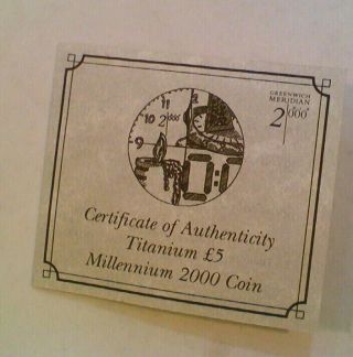 1999 Gibraltar 5 Pounds Pobjoy Titanium Limited to 25000 Coins 3
