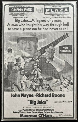 1971 John Wayne Movie Ad.  - " Big Jake "