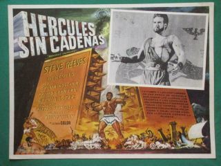 Steve Reeves Hercules Unchained Strongman Hunk Spanish Mexican Lobby Card 3