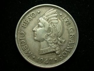 Dominican Republic 1947 1/2 Peso Silver