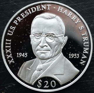 2000 Liberia $20 Dollars.  999 Silver Proof Xxxiii U.  S.  President Harry S.  Truman