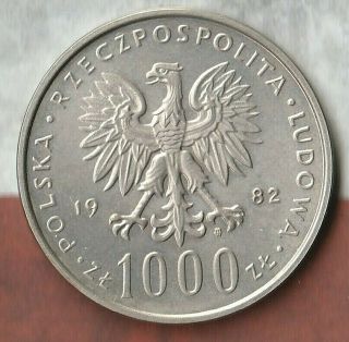 1982 Poland 1000 Zlotych - 62.  5 Silver - Only 800,  000 Minted - Papal Visit Issue