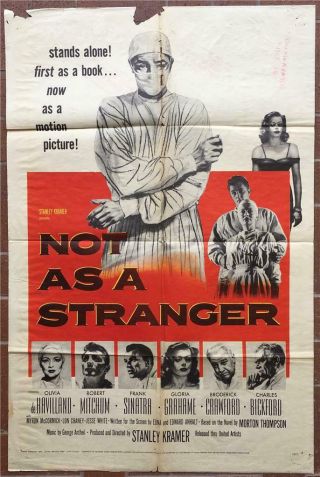 Not As A Stranger One Sheet Movie Poster Olivia Dehaviland,  Frank Sinatra 1954