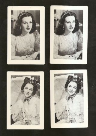 1940 - 41 Mgm Movies 4 Cards Hedy Lamarr & Maureen O 
