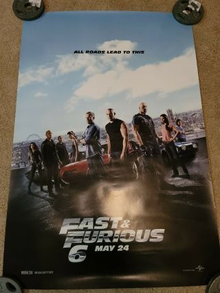 Fast & And Furious 6 Movie Poster 2 Sided Final Ds 27x40 Dwayne Johnson