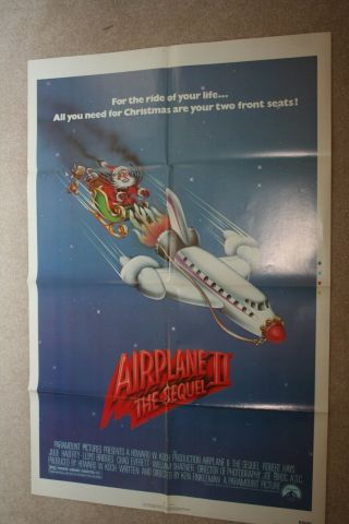 Airplane 2 The Sequel Orig.  1 - Sheet Movie Poster 1982 Robert Hays Julie Hagerty