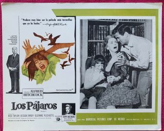 The Birds Rod Taylor Jessica Tandy Alfred Hitchcock Mexican Lobby Card 1963