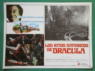 The Satanic Rites Of Dracula Horror Hammer Christopher Lee Mexican Lobby Card 3