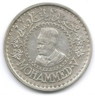 Morocco Large Silver Crown Ah 1376 1956 500 Francs Y 54 Mohammed V