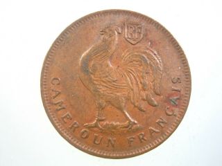 Cameroun 1 Franc 1943 Km 5 Cameroon France Rooster Sharp 320 Money Coin