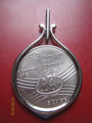 Canada 1976 Montreal Xxi Olympic Games 1976 Silver $5 Dollar Coin Pendant