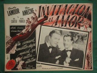 Dorothy Lamour Slightly French Don Ameche Janis Carter Mexican Lobby Card 2