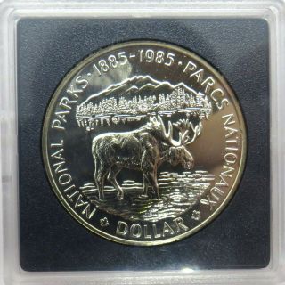 1985 Canada Silver $1 One Dollar Coin National Parks 1885 - 1985