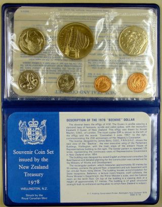 1978 Zealand - Official Bu Set (7) W/ Beehive Dollar - Orig.  Rcm Pkg