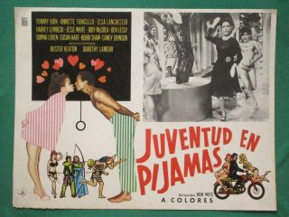 Annette Funicello Motorcycle Elsa Lanchester Buster Keaton Mexican Lobby Card 1